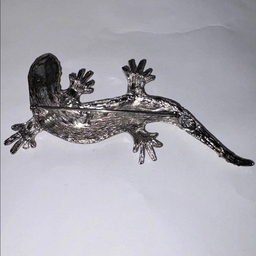 Kirks Folly Silver Tone Rhinestone Reptile Brooch